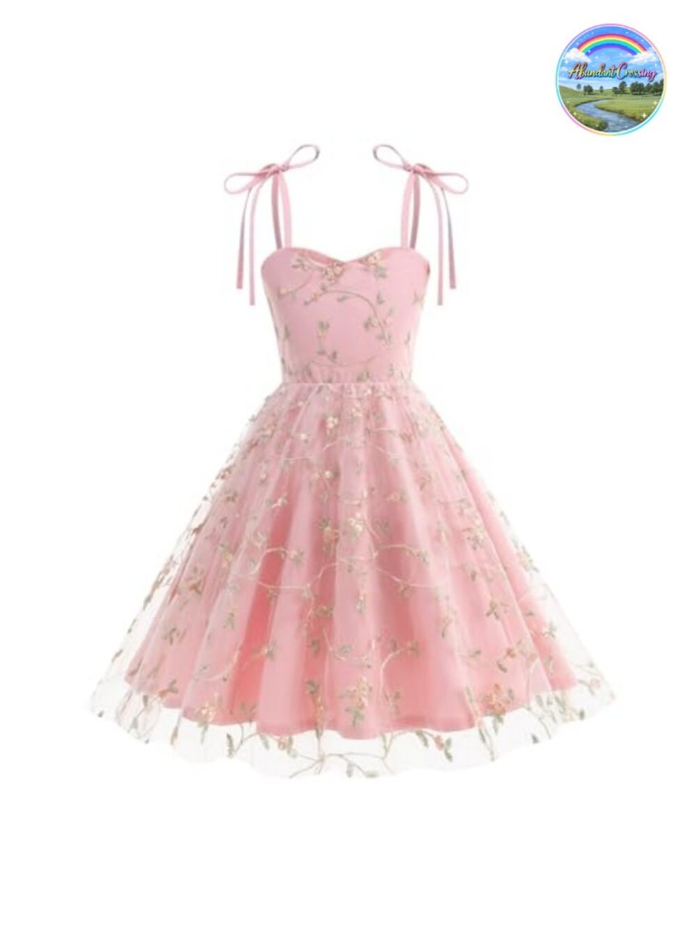 Girls Embroidery Lace Flower Tulle A-Line Formal Party Dress